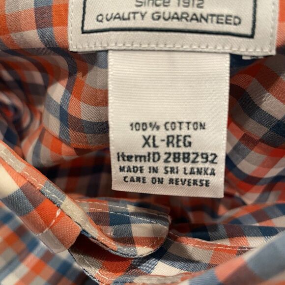LL Bean Mens Tall Orange Plaid Traditional Fit Button Down Outdoor XL - Picture 6 of 13
